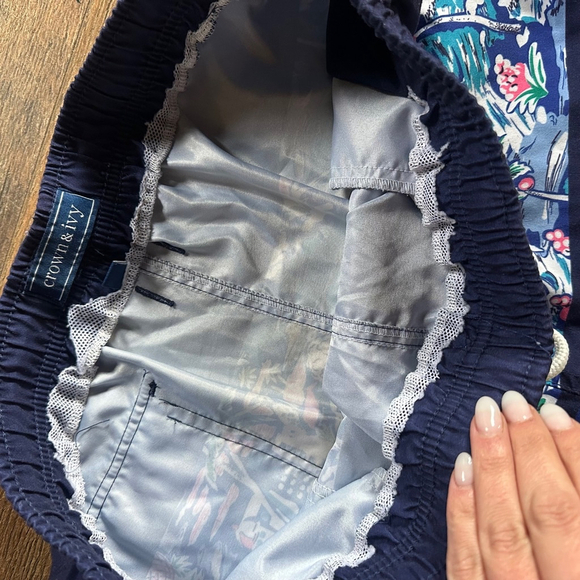 Men's Crown & Ivy Swim Trunks Shorts M Blue Floral - Picture 3 of 7